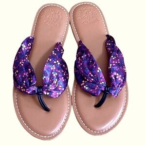 Matilda & Jane purple floral flip flops. Women’s size 7